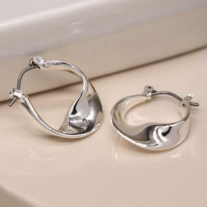 Peace of Mind Silver Plated Smooth Twisted Hoop Earrings