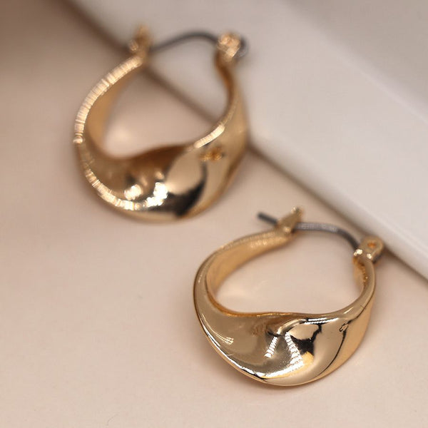 Peace of Mind Golden Smooth Twisted Hoop Earrings