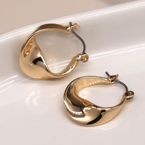 Peace of Mind Golden Smooth Twisted Hoop Earrings