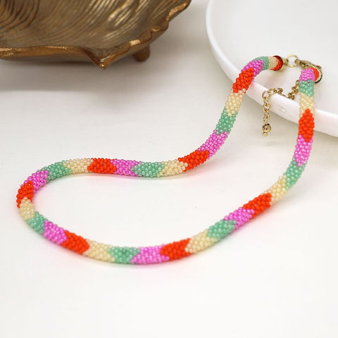 Peace of Mind Vibrant Summer Bright Beaded Snake Necklace