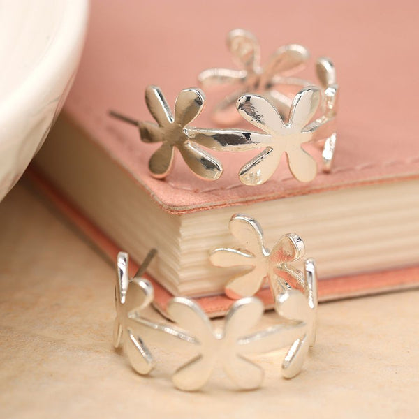 Peace of Mind Silver Plated Simple Daisy Chain Hoop Earrings