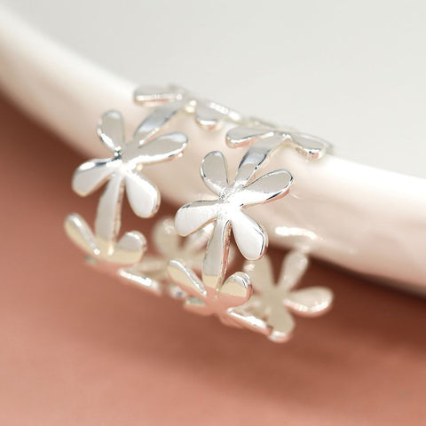 Peace of Mind Silver Plated Simple Daisy Chain Hoop Earrings
