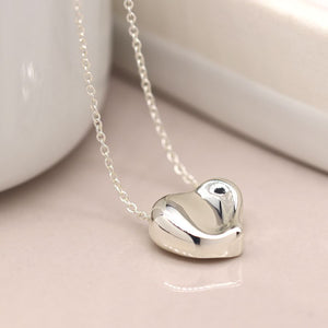 Peace of Mind Silver plated wavy surface heart necklace