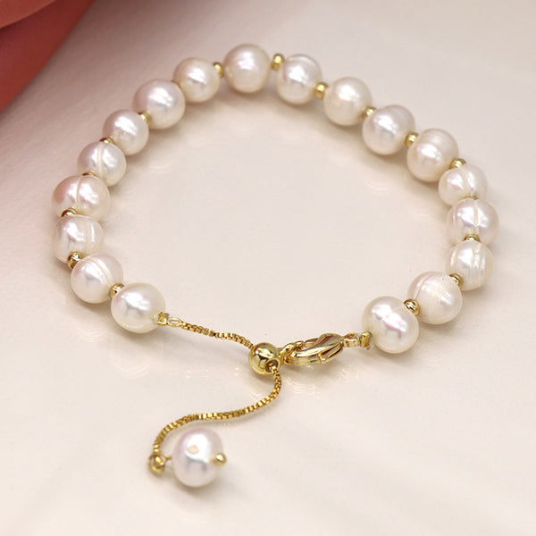 POM Faux Gold and Freshwater Pearl Expanding Bracelet