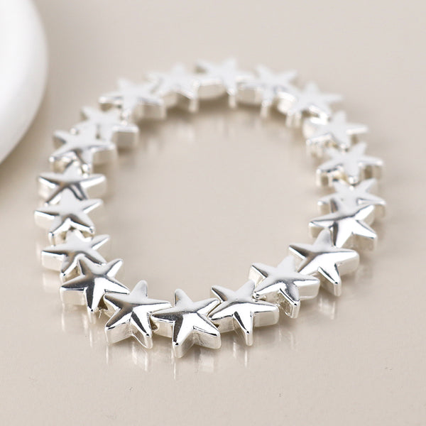 POM Silver Plated Stars Stretch Bracelet