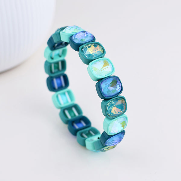 Peace of Mind Aqua blue mix chunky crystal stretch bracelet