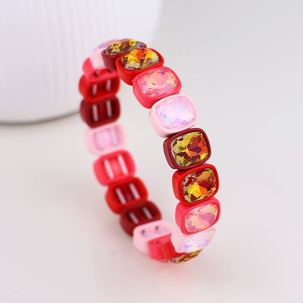 Peace of Mind Pink and red mix chunky crystal stretch bracelet