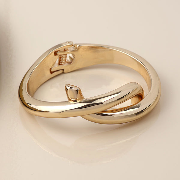 Peace of Mind Golden Crossover Hinged Bangle