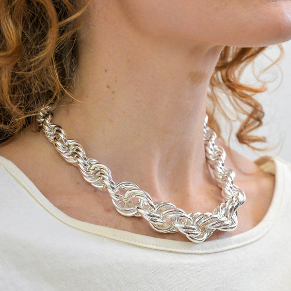 Peace of Mind Silver Plated Chunky Rope Twist Necklace