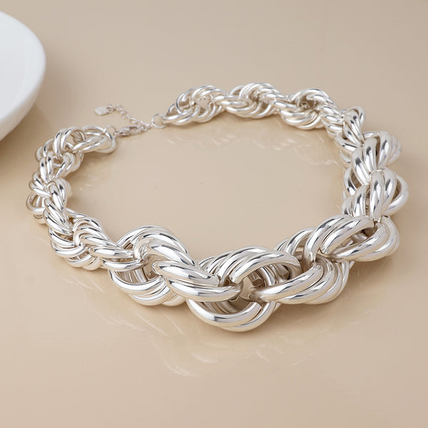 Peace of Mind Silver Plated Chunky Rope Twist Necklace