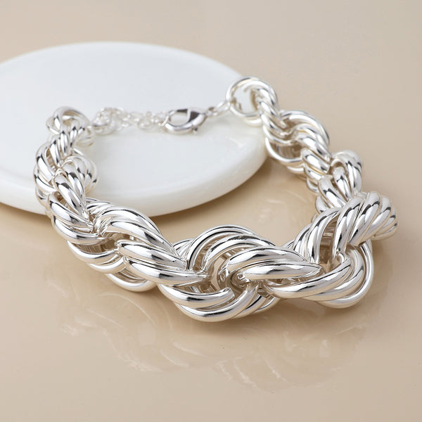 Peace of Mind Silver Plated Chunky Rope Twist Bracelet