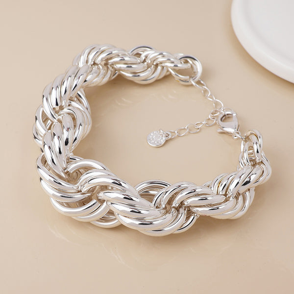 Peace of Mind Silver Plated Chunky Rope Twist Bracelet