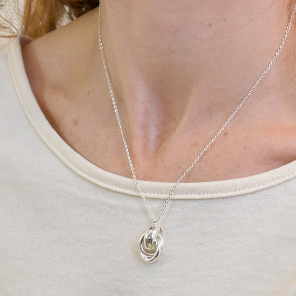 Peace of Mind Silver Plated Polished Knot Necklace