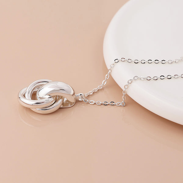 Peace of Mind Silver Plated Polished Knot Necklace