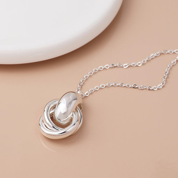 Peace of Mind Silver Plated Polished Knot Necklace