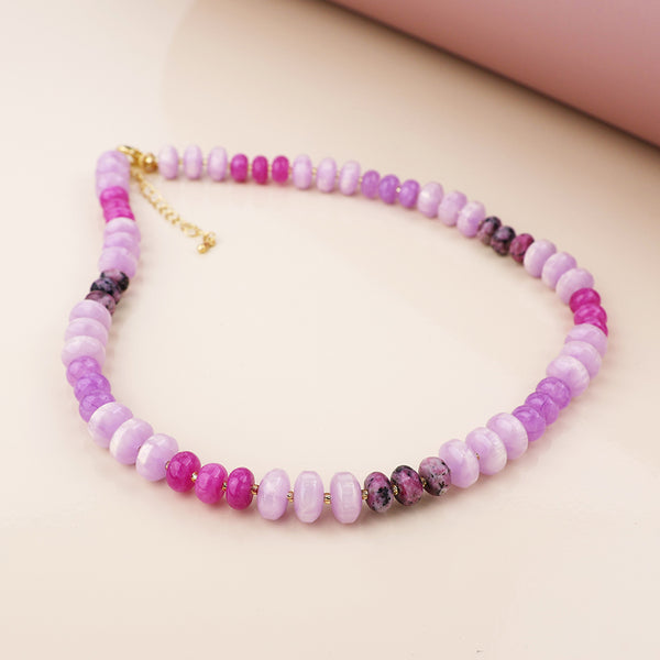 Peace of Mind Purple stone mixed bead necklace