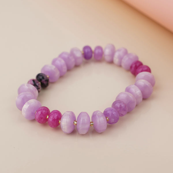 Peace of Mind Purple stone mixed bead bracelet