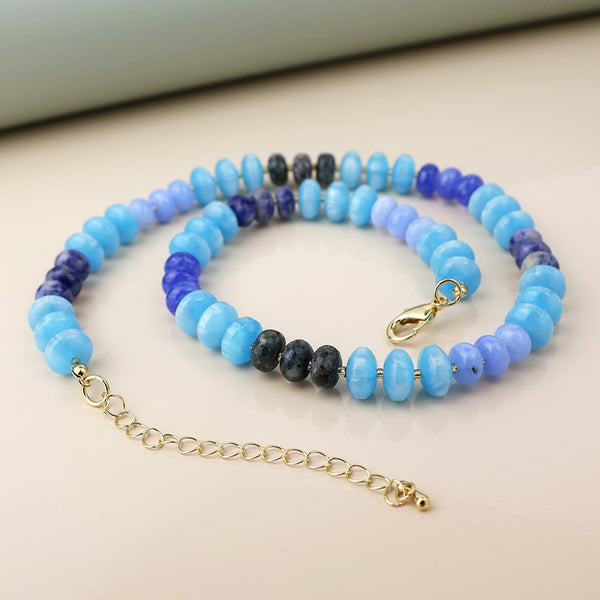 Peace of Mind Blue stone mixed bead necklace