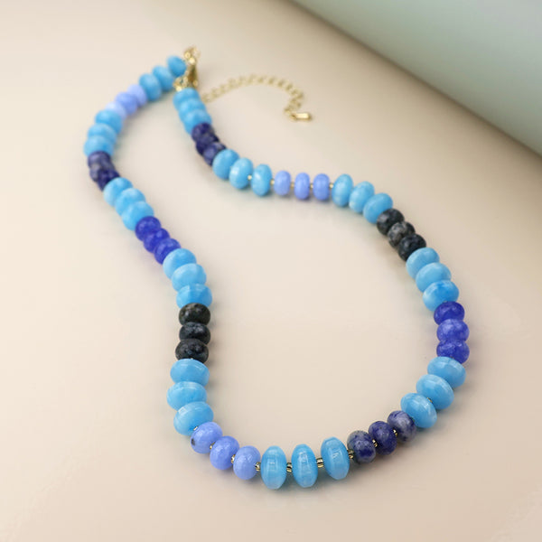 Peace of Mind Blue stone mixed bead necklace
