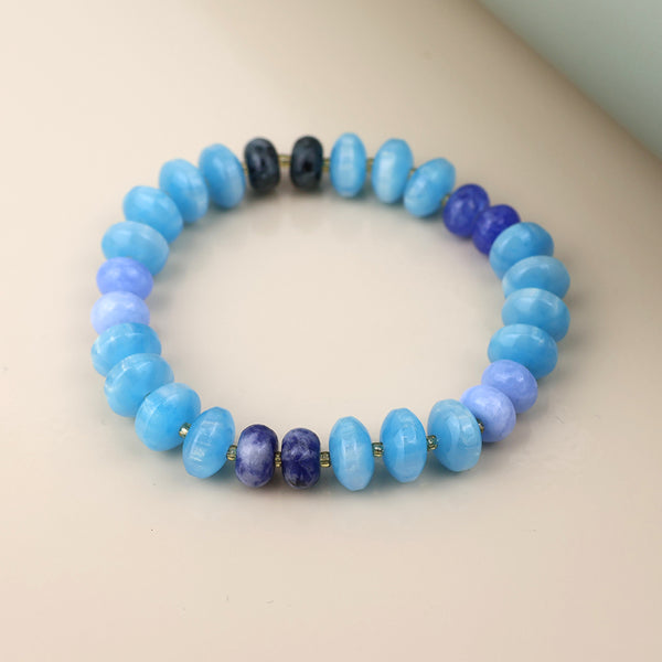 Peace of Mind Blue stone mixed bead bracelet