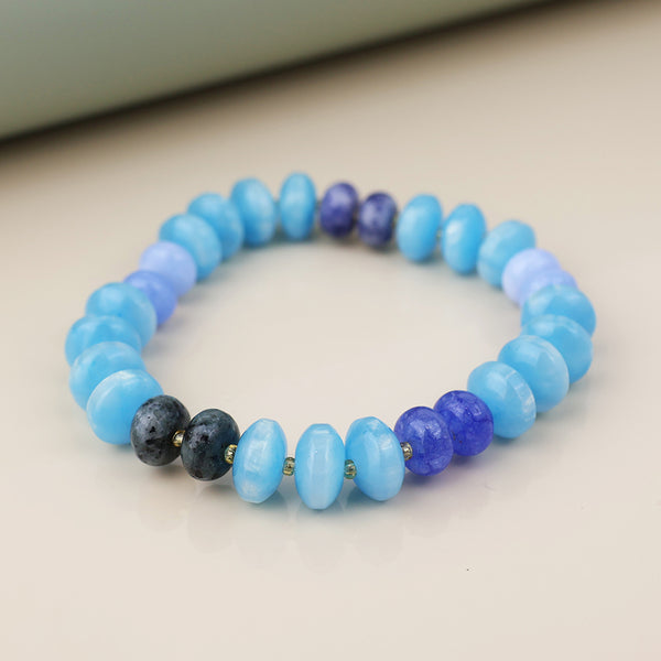 Peace of Mind Blue stone mixed bead bracelet