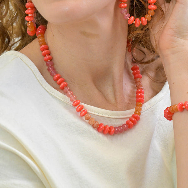 Peace of Mind Orange stone mixed bead necklace