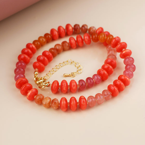 Peace of Mind Orange stone mixed bead necklace