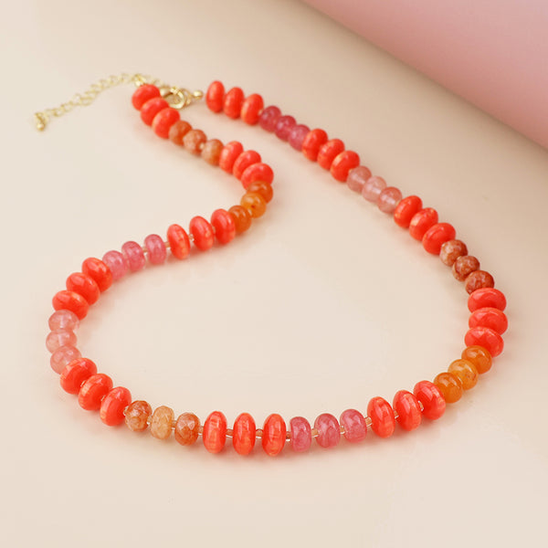 Peace of Mind Orange stone mixed bead necklace