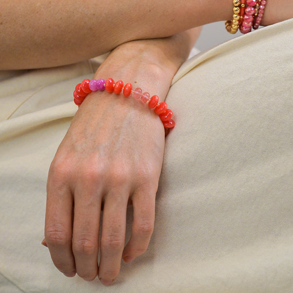 Peace of Mind Orange stone mixed bead bracelet