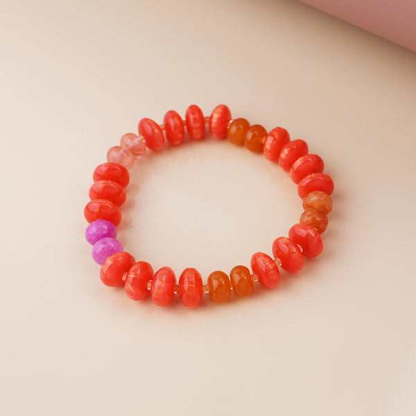 Peace of Mind Orange stone mixed bead bracelet