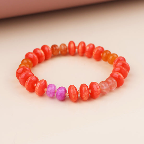 Peace of Mind Orange stone mixed bead bracelet