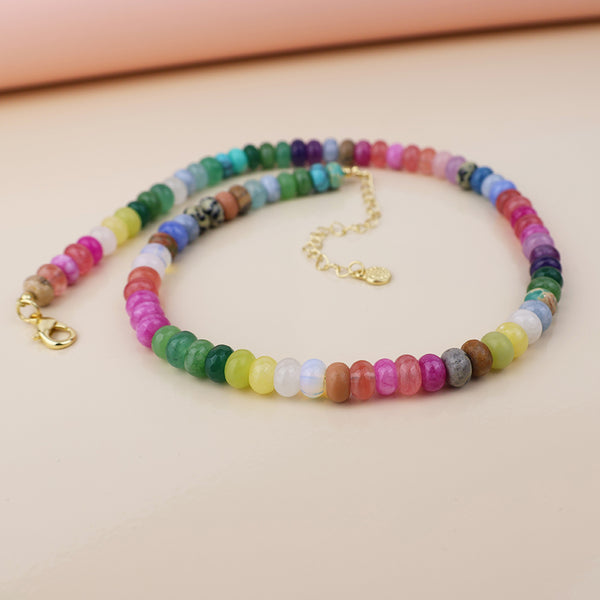 Peace of Mind Pastel brights rainbow stone necklace