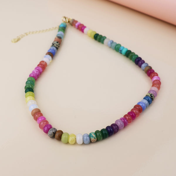 Peace of Mind Pastel brights rainbow stone necklace