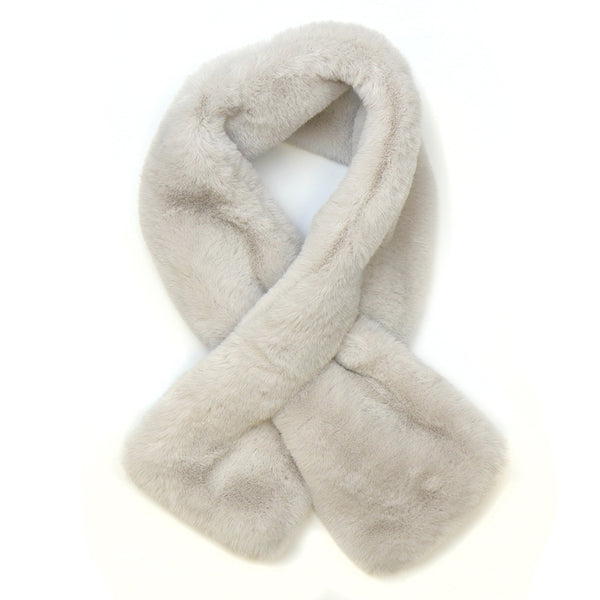 Peace of Mind Pale Silver Grey Faux Fur Pull Through Scarf