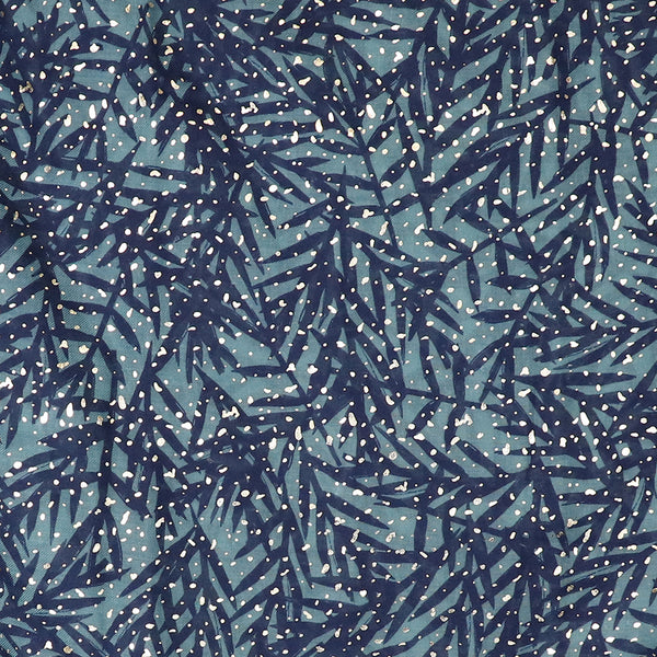 Peace Of Mind Recycled Teal Blue Leaf & Foil print Scarf