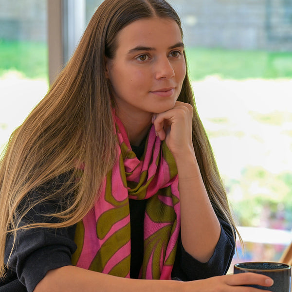 Peace Of Mind Pink Mix Abstract Swirl Scarf