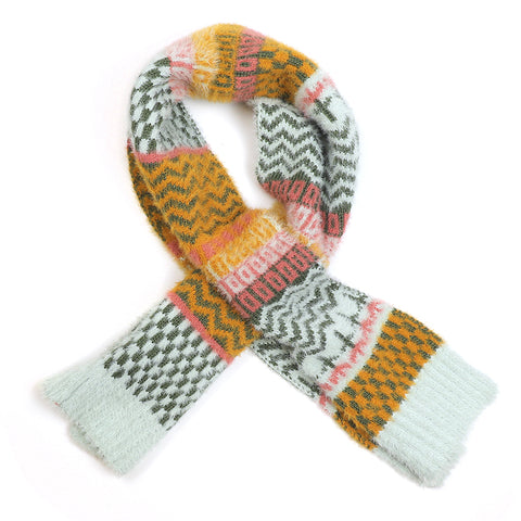 POM Peace Of Mind Pale Blue Ultra Soft Multi Knit Pull Through Scarf