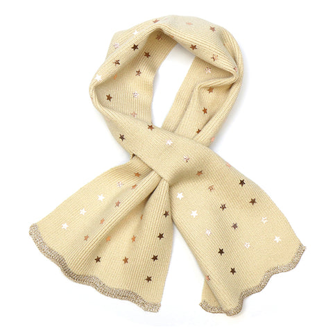 POM Peace Of Mind Cream Metallic Stars Pull Through Scarf