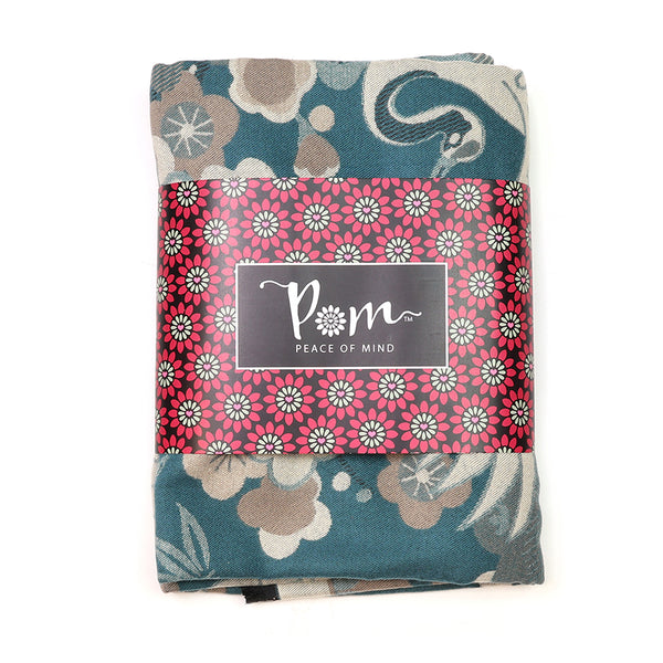 Peace Of Mind Teal Blue Crane Jacquard Scarf