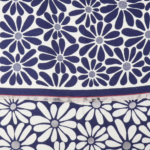 Peace Of Mind Navy Retro Daisy Jacquard Scarf