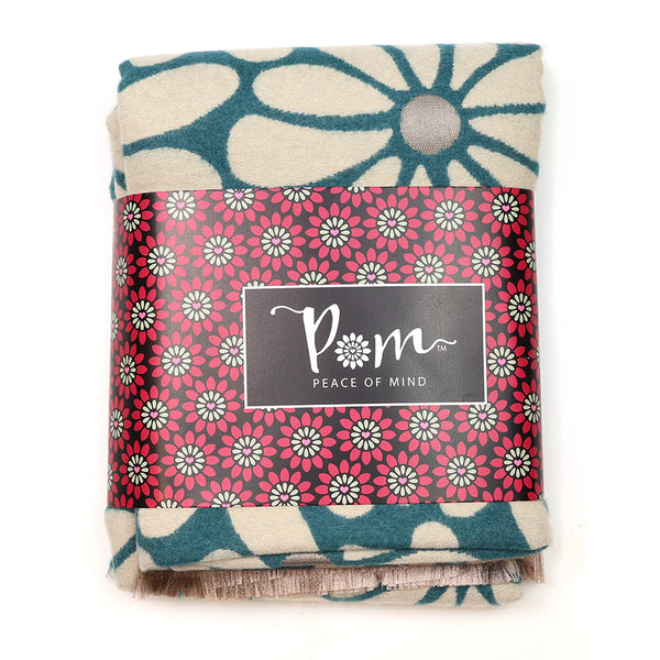 Peace Of Mind Teal Retro Daisy Jacquard Scarf