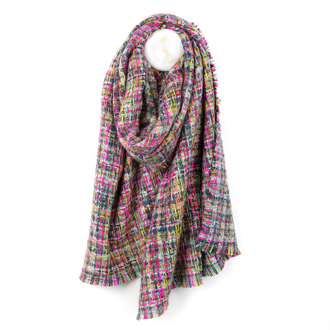 Peace Of Mind Green, Pink and Yellow Woven Scarf