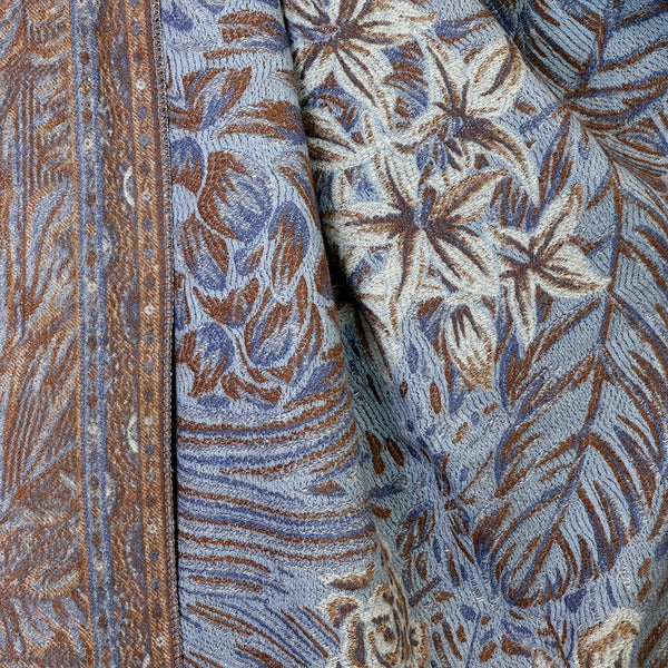 POM Peace Of Mind Celia blue and brown mix reversible ornate fern leaf scarf
