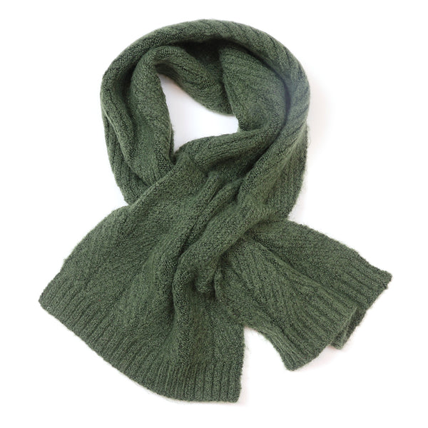 POM Peace Of Mind Charlotte dark khaki herringbone pull through scarf