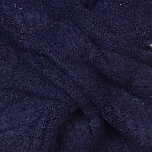 POM Peace Of Mind Charlotte navy blue herringbone pull through scarf