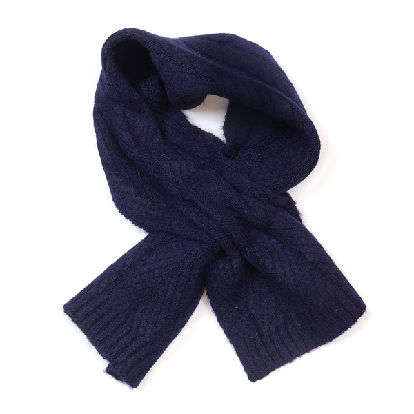 POM Peace Of Mind Charlotte navy blue herringbone pull through scarf