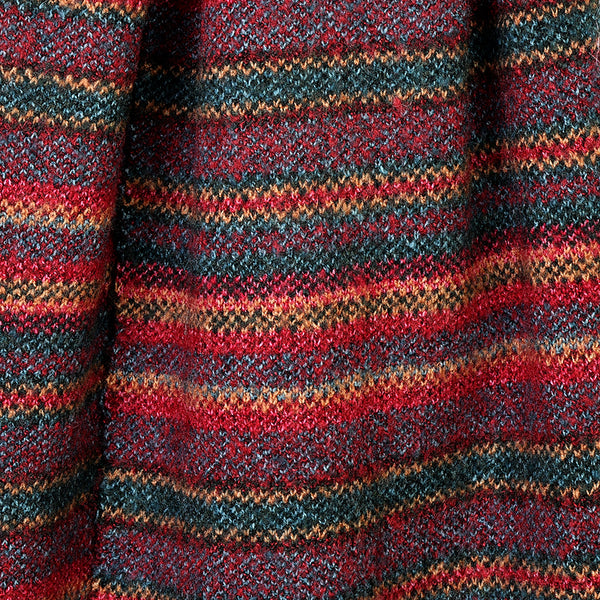 POM Peace Of Mind Finola burgundy/teal mix fair isle patterned fine knit scarf