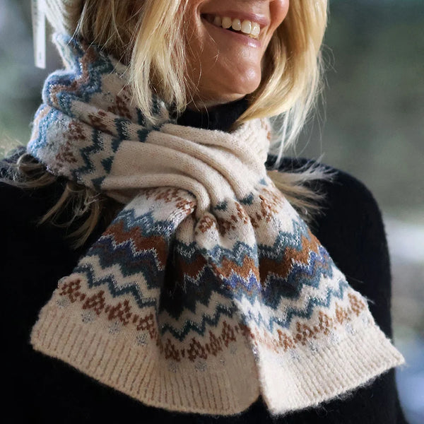 POM Peace Of Mind Sofia Cream Mix Zigzag Pull Through Scarf