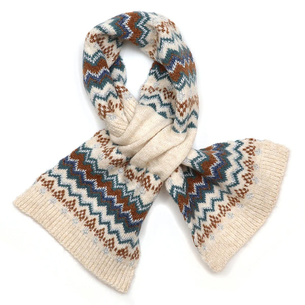 POM Peace Of Mind Sofia Cream Mix Zigzag Pull Through Scarf