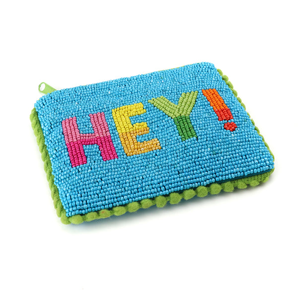 POM Turquoise Beaded Hey Purse
